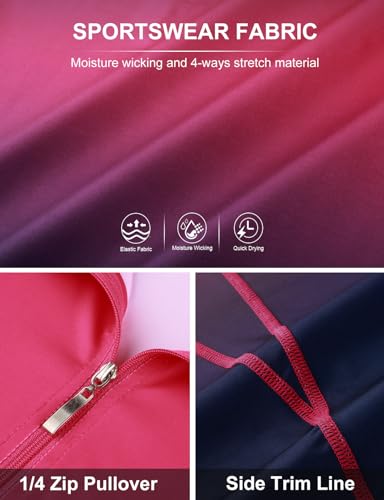 Misyula Style Womens Golf Shirt 3/4 Roll Sleeve Quarter Zip Dry Fit Tennis Shirts Athletic Tops S-2XL4