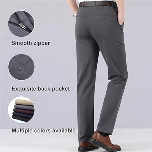 Mens Ice Silk Suit Pants, High Waist Ice Silk Slim Fit Anti-Wrinkle Lightweight Business Suit Pants Expandable Waist3
