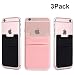 Cell Phone Card Wallet, 3Pack Ama Forest Ultra Slim Silicone 3M Self Adhesive Stick on Wallet for ID Credit Card Phone Sleeves Pocket for iPhone Android Samsung Galaxy Black+ Pink