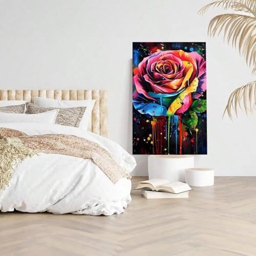 Peinture rose arc-en-ciel abstraite pour salon et chambre - 2