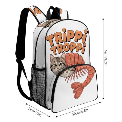 Trippi-Troppi Merch Large Travel Backpack Italian-Brainrot Meme Waterproof Lightweight Daypack White 44x32x19cm2