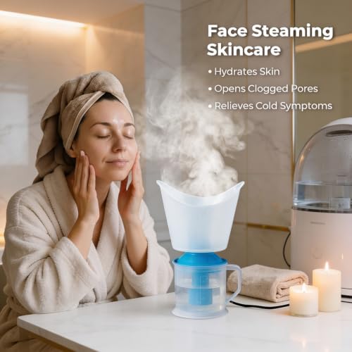 Image of Dr. Odin OSV 101 Single Layer Steamer Vaporizer for Cold, Cough, Face Steam, Steam Inhaler and Steamer Helps in Breathing Disorders (White & Blue)