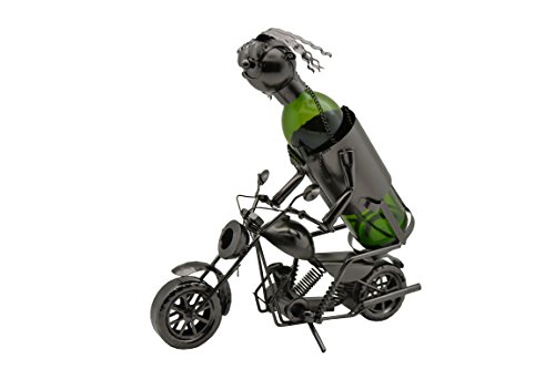 WINE BODIES Motorcycle Rider Metal Wine Bottle Holder, Charcoal