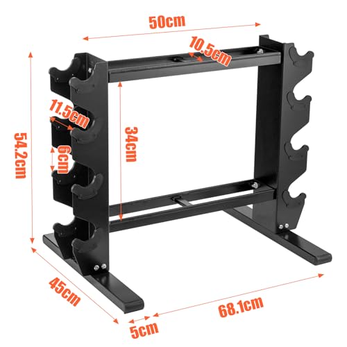 Trintion Heavy Duty Dumbbell Rack Multi-Tier Weight Rack Compact Dumbbell Rack for Dumbbell and Kettlebell Storage Compact Gym Equipment Organizer for Home Gym - Sturdy Steel Frame - Image 4