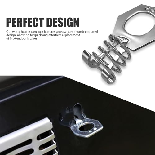 Image of 2 PCS RV Water Heater Cover Latch Fastener, Stainless Steel Water Heater Door Lock Torsion Cam Lock, Easy-operation Thumb Ring + Spring Accessory, Suitable for Cars, RVs, Campers (Silver)