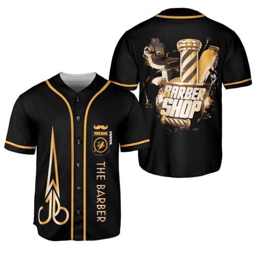 Personalized Barber Shop Baseball Jersey Custom Hairdresser Shirts Hairstylist Gift Barbershop Tools of Barber Man