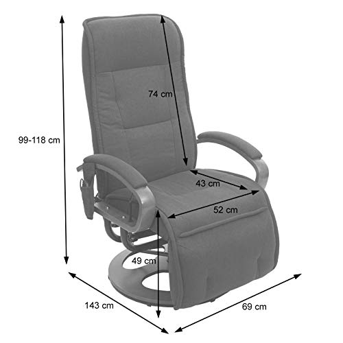 Mendler Relaxliege Arles II, Relaxsessel Massagesessel, MIT Massage Stoff/Textil - dunkelgrau – Bild 3