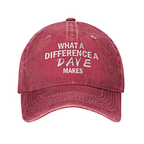 What A Difference A Dave Makes Hat Funny Saying David Hat Baseball Cap Adjustable Trucker Hats Outdoor Sports Caps Red
