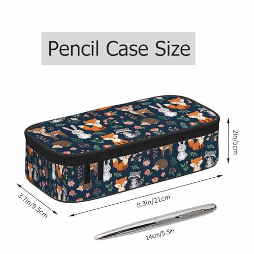Image of Yellow Fox Pencil Holder Bag Flowers Grass Birds Cartoon Animal Pencil Case College Office Organizer for School Students Boy Girl