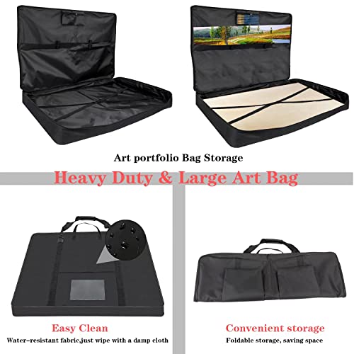 Treochtfun Art Portfolio Case 24 X 36, Artist Portfolio Bag 2K Waterproof Canvas Carrying Case With Tote, Portfolio Folder For Artwork Storage For Poster Board Drawing Supplies.(Black) #TOP4