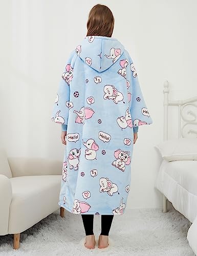 Image of KFUBUO Wearable Blanket Hoodie for Adults Sherpa All Patterns Oversized Sweatshirt Blanket with Pocket