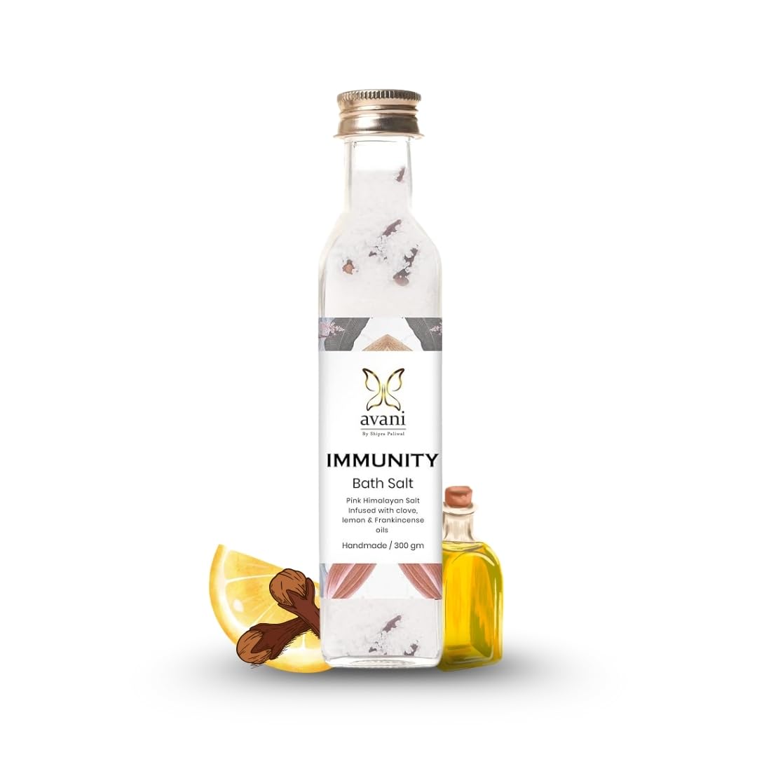 Avani Immunity Bath Salt With Pink Himalayan Salt - 300g |Infused With Clove|Lemon & Frankincense Oil |Handmade| Purifying & Relaxing Mineral | Bathing Salt for Soreness/Pain Relief/Fast Recovery-picture-21