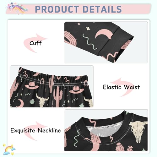 Pajama Sets Long Sleeve Western Themed Seamless Pattern Design_1 Soft Comfy Sleepwear 2 Piece PJS 3-8T4