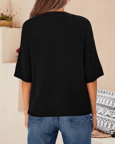 Womens Cardigan Sweaters Short Sleeve 2025 Button Up Y2k Summer Crew Neck Crop Lightweight Knit Shirt Tops4