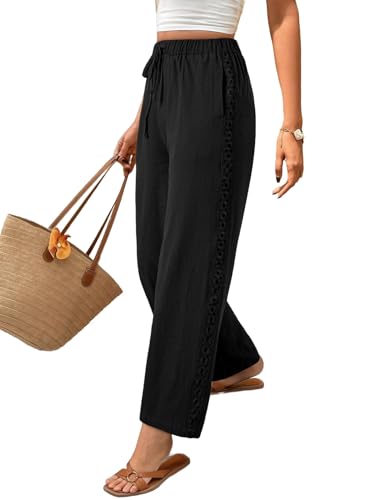 Acelitt Women Casual Lightweight Drawstring Elastic Waist Ankle Pants with Pockets, S-XXL