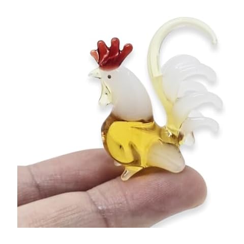 WitnyStore Hand Blown Yellow White Chicken Figurine Cover