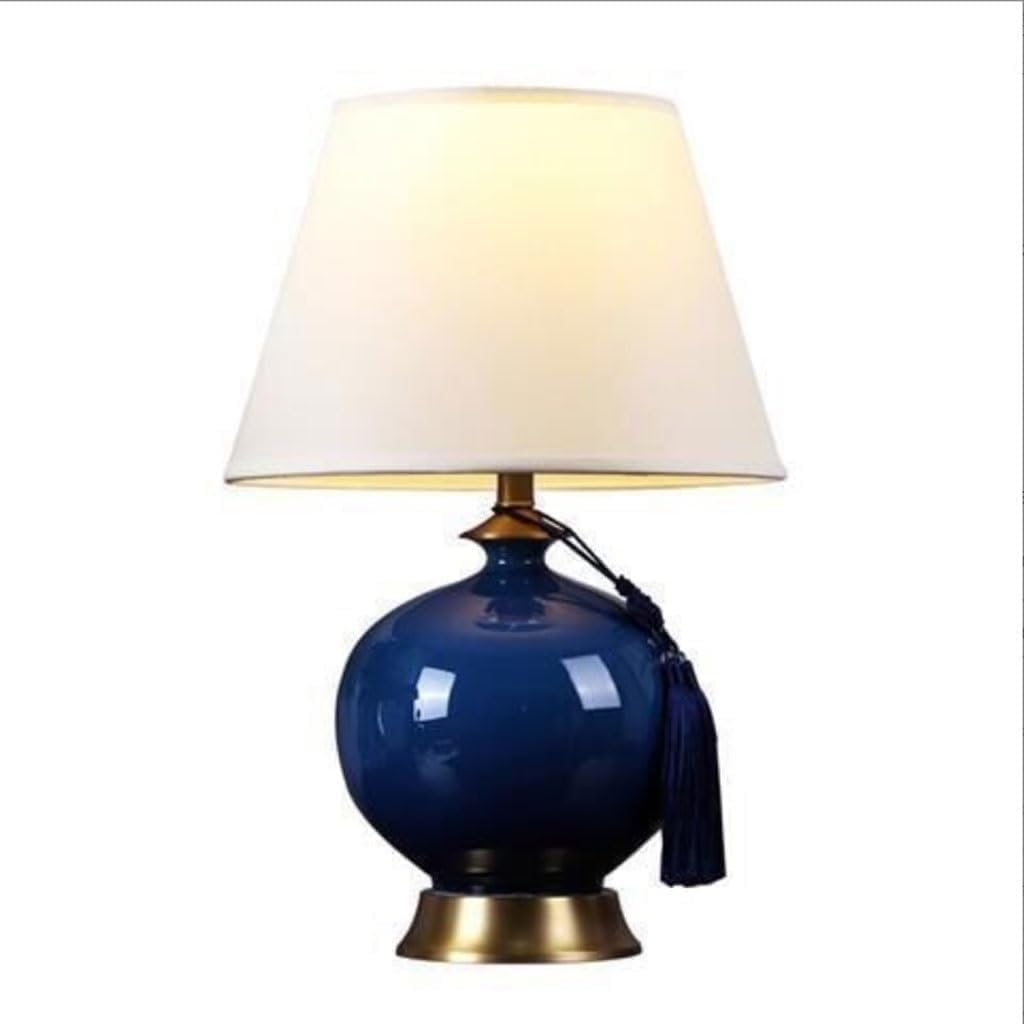 DFAEEKIYO Table Lamp Bedroom Bedside Living Room Club Villa Hotel Decorative Ceramic Study Reading Desktop Bule