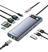 Baseus USB C HUB Dual Display, 9 i 1 USB C Dockningsstation 2 4K HDMI Dual Monitor, Gigabit Ether...
