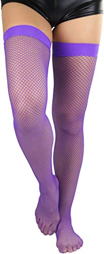 Image of ToBeInStyle Women's Sexy Nylon Versatile Fine Fishnet Thigh High Stockings w /Opaque Band