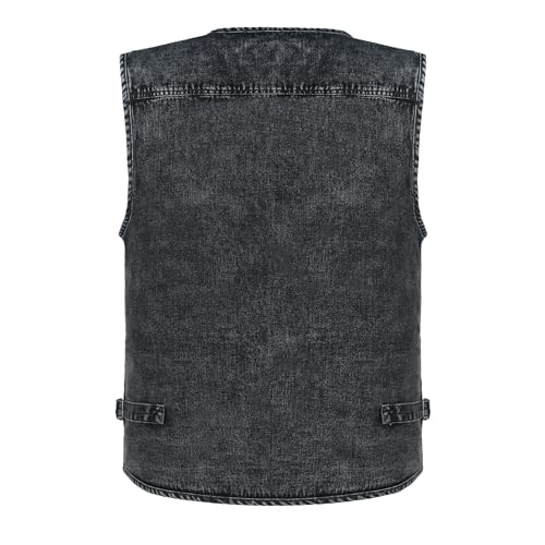 Men's Denim Multi-Pockets Leisure Work Fishing Outerwear Vest3