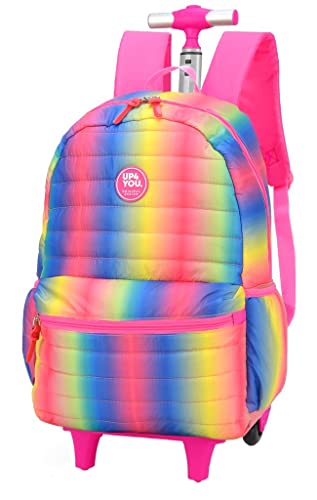 Kit Mochila Escolar Rodinhas Feminina Menina Juvenil Infantil Colorida Chaveiro Lancheira Térmica Im