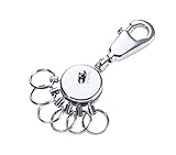 mit Karabinerhaken und 6 ausklinkbaren Ringen (Durchmesser: 13 mm) – Gesamtmaße: 90 x 9 x Ø25 mm – verpackt in Geschenkverpackung: transparentem Schuber