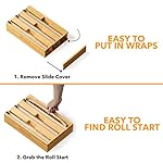 SpaceAid WrapNeat 3 in 1 Wrap Organizer with Cutter and Labels, Plastic Wrap, Aluminum Foil and Wax Bamboo Dispenser for Kitchen Storage Organization Holder for 12" Roll (Natural) - Image 4