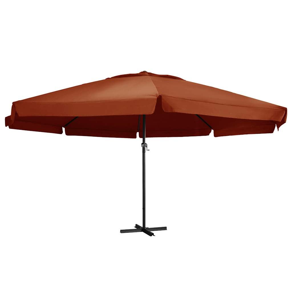 Parasol en aluminium de 600 cm de diamètre pour grand jardin et terrasse couleur terre cuite