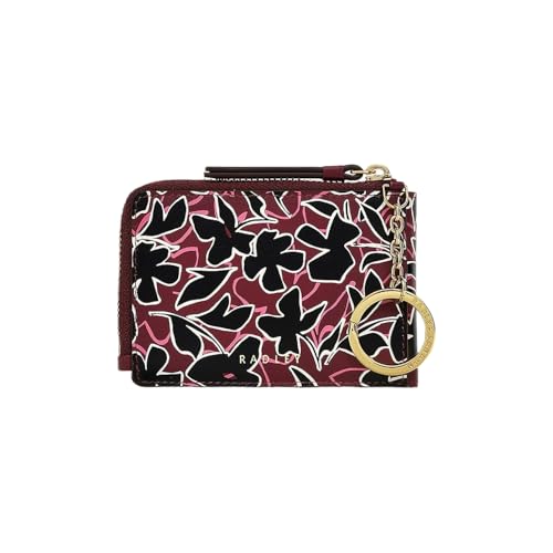 RADLEY Bloom Small Card Holder Wallet in Smooth Merlot Leather, Merlot, Small, Card purse