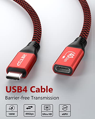 RIITOP USB4 Extension Cable 0.3m, USB 4.0 Cord Male to Female 40Gbps Compatible with Thunderbolt 4 - Image 2