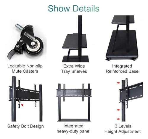 Soporte móvil para TV con ruedas y estantes ajustable en altura miniatura 5