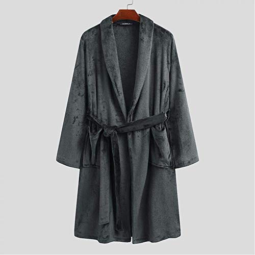 Pijamas de invierno para hombres que buscan calor bata cómoda de solapa con bolsillo de descanso