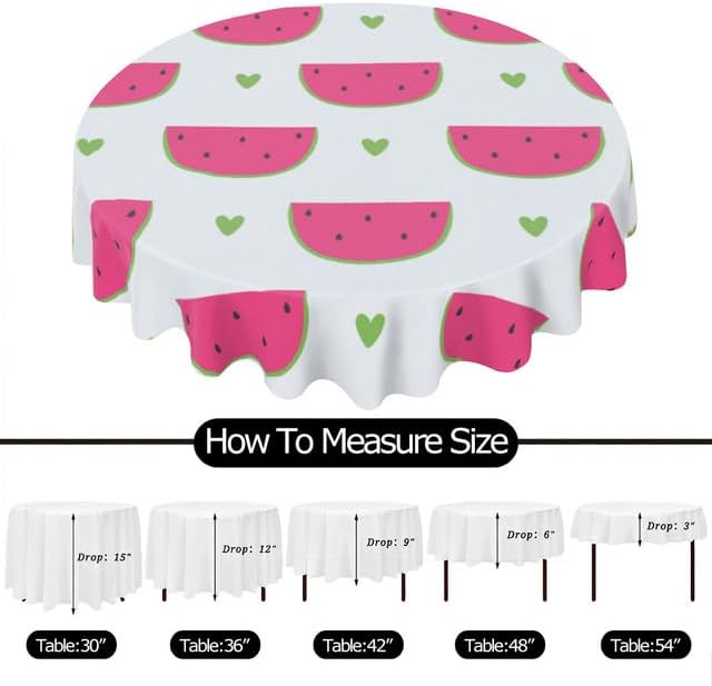 Miniatura 6 de Mantel redondo de sandía, decoración de primavera y verano, mantel blanco, lavable, resistente a las arrugas, para el hogar, cocina, comedor,