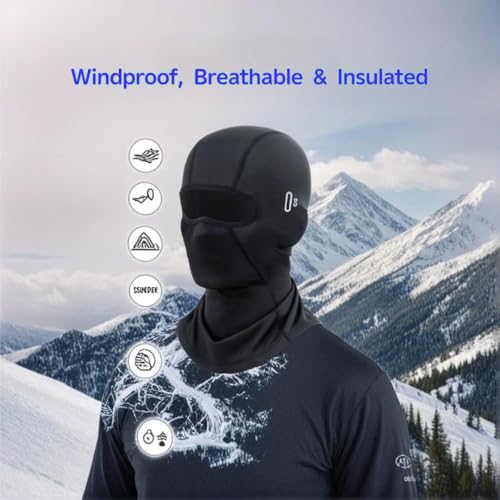 Thermal Ski Mask - Balaclava for Cycling, Hiking & Winter Sports Black - Image 3