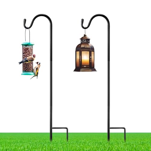 Image of 2 Pcs 30 Inch Shepherds Hook for Outdoor Adjustable Bird Feeder Pole Metal Steel Shepard Hooks for Hummingbird Stand Feeder Pole for Garden Plant, Lantern, Hanging Wedding Decor