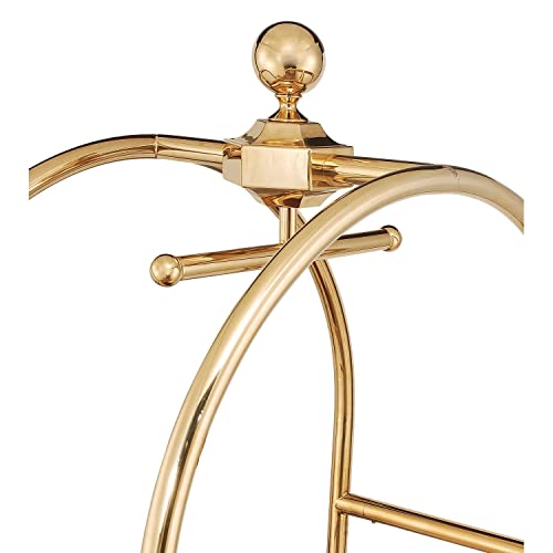 Gold Stainless Steel Bellman Cart Curved Uprights 8" Pneu. Casters, 41-1/4"L X 24"W X 75"H #TOP5