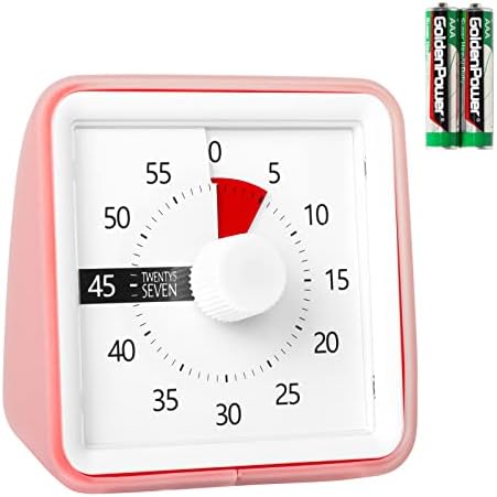 Visual Timer, 60 Minutes Countdown Timer, Kids Time Education Tool, 7.6CM Timer, 1 Hour Timer, Exam Timer, Kitchen Timer, Silent Movement, Loud Alarm, for Classroom Teaching Homework Games, Yellow