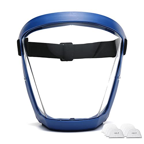 Fulier Transparent Face Mask Anti-Fog Outdoor Full Protection Face Shield Hd Clear Mask Replace Safety Glasses (Blue) #TOP7