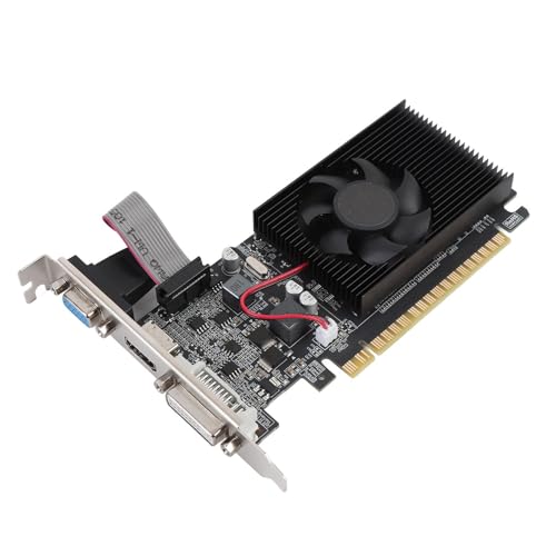 VBESTLIFE Tarjeta de Gráficos GT610 2GB, GPU DDR3 64 bit, Tarjeta de Video PCIe 2.0 16x de Juego, Tarjeta Gráfica de bajo Perfil de Computadora de Escritorio con HDMI, DVI, Puertos VGA
