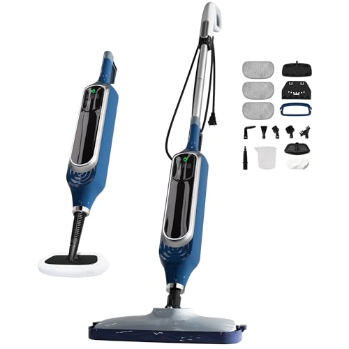 Sapodilla 12 in 1 Steam Mop, Detachable Handheld Steam Cleaner for Home, 23FT Cord, for Hardwood Floor Cleaning, Tile, Carpet, Furniture, Clothes, Windows, Blue