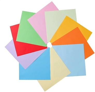 Origami Paper Double Sided Color, 100 Sheets in 10 Vibrant Colors - 6 Inch Square Easy Fold Paper for Beginner