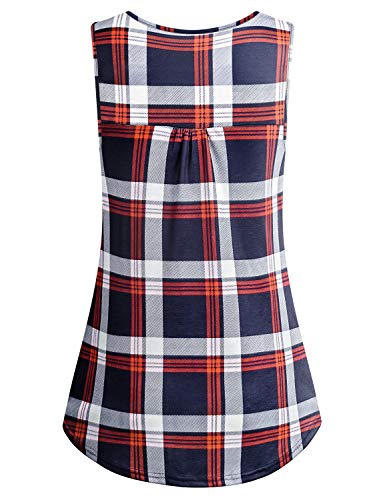 Luranee Sleeveless Blouses For Women, Dressy Plus Size Button Up Tank Tops Ladies Pleated Work Tunic Tops For Leggings Loose Trendy Pregnant Clothing Office Shirts Red 2Xl #TOP1