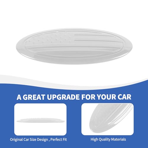 Image of RAZPOY for Bronco Emblem Cover, 5.31inch Rear Tailgate Overlay Badge Emblem Cover Trim Fit for 2021-2026 Ford Bronco & Bronco Sport, USA Flag White