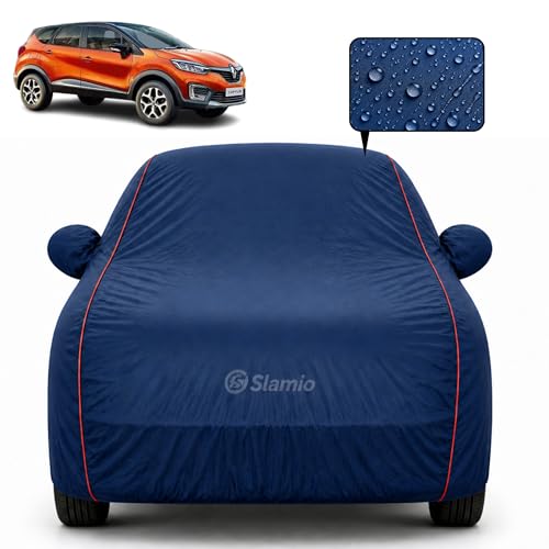 Image of Premium 100% Waterproof Car Cover for Renault's Captur | All-Weather, UV & Dust Protection | Heavy-Duty 3-Layer Fabric | Custom Fit with Mirror & Antenna Pockets | Navy Blue