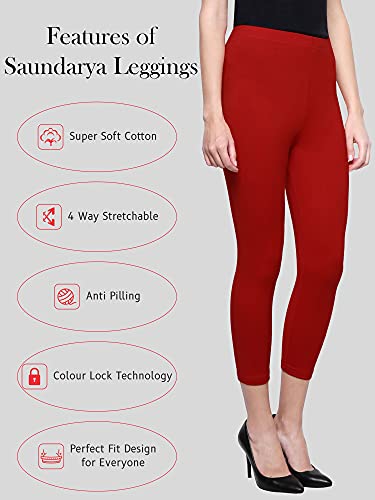 Image of Saundarya Calf Length Leggings for Women Sizes: Small Size (S /M) for 26-30 inches Waist, Regular Size (L /XL) for 30-36 inches Waist and Plus Size (2XL /3XL) for 36-40 inches Waist