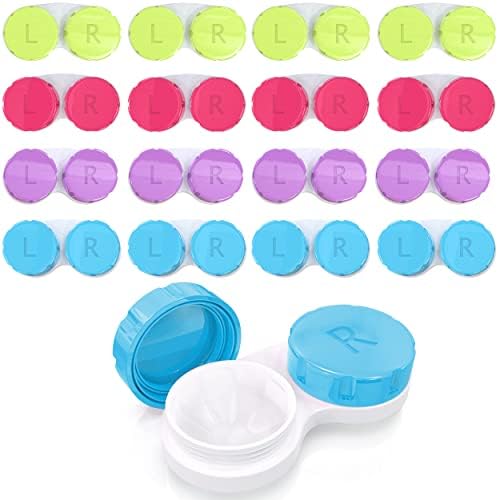 Yondex 16 Pack Contact Lens Case Set - Bulk Contact Cases-Durable Plastic Contact Lenses Holder Kit - Leak-Proof Box for Eye Contacts - 4 Vibrant Colors-Cute, Compact, Light Travel Contact Case (16)