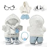 17cm Doll-Clothes-Outfit-Set,6PCS Casual Style Designer Doll Clothing Accessories for 17cm Dolls Boys-Hoody+Jeans+Small Camera+Glasses+Canvas Shoes(No Doll)