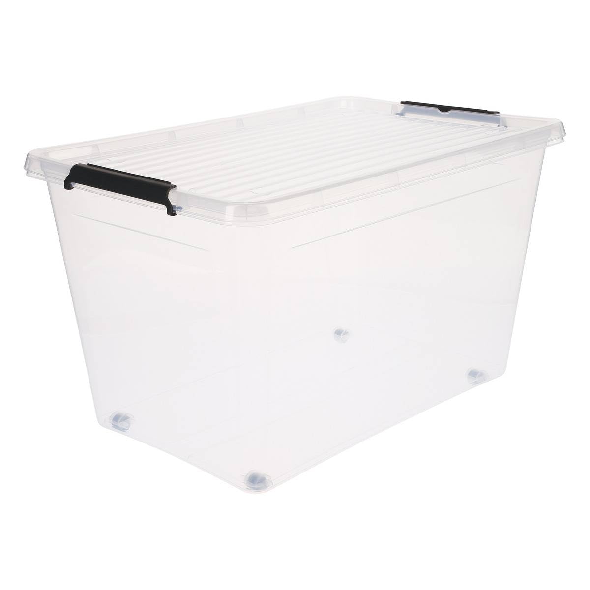 AC-Deco - Scatola in plastica trasparente 60 l, con ruote