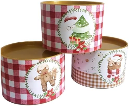 12 Tubo Lata Porta Biscoito Natal Decorada 7 X 10