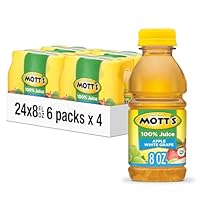 Mott's 100% Apple White Grape Juice, 8 Fl Oz Bottles, 24 Count (4 Packs Of 6), No Added Sugar, Excellent Source Of Vitamin C, 2 Servings Of Fruit Per Bottle, Gluten & Caffeine Free, On-the-go